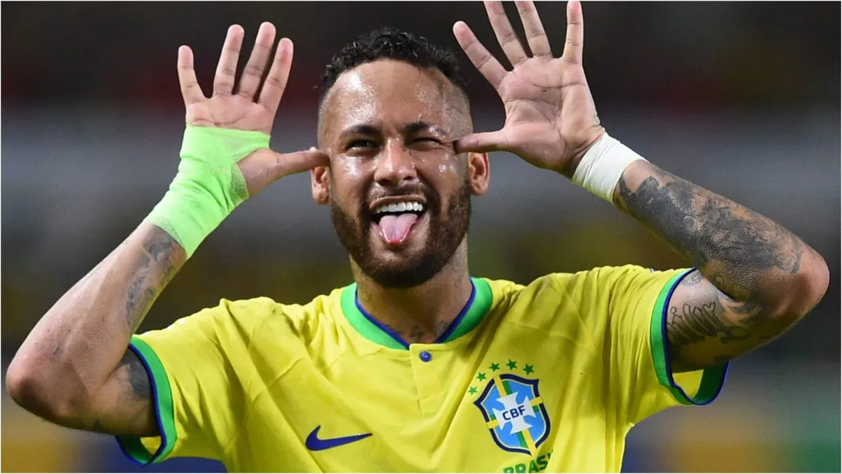 Neymar celebrates.